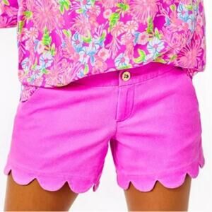 Lilly Pulitzer Buttercup Scallop Hem Stretch Shorts Pink Women's size 14